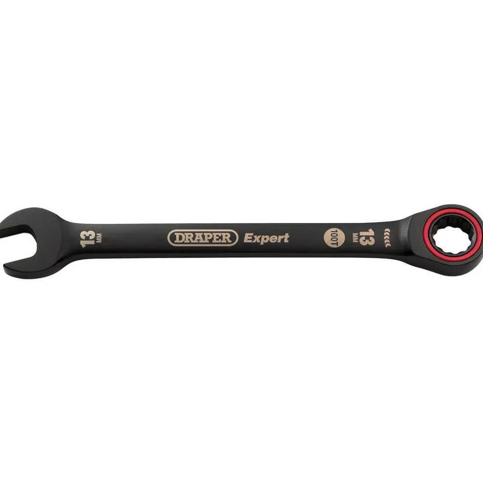 Draper Expert HI-TORQ® Metric Ratchet Combination Spanner, 13mm, Black