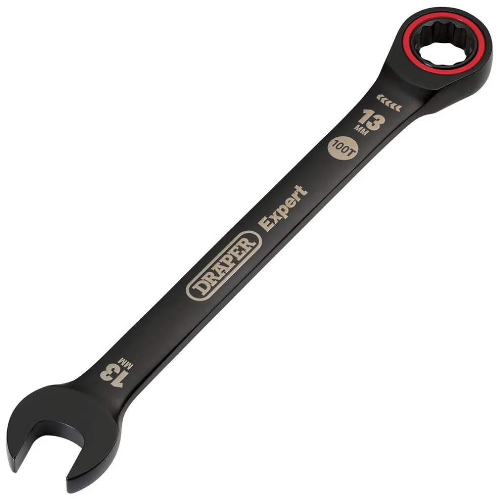 Draper Expert HI-TORQ® Metric Ratchet Combination Spanner, 13mm, Black