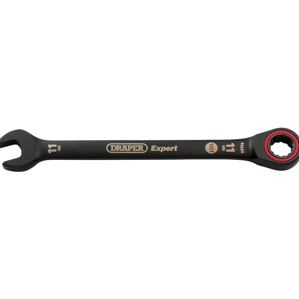 Draper Expert HI-TORQ® Metric Ratchet Combination Spanner, 11mm, Black