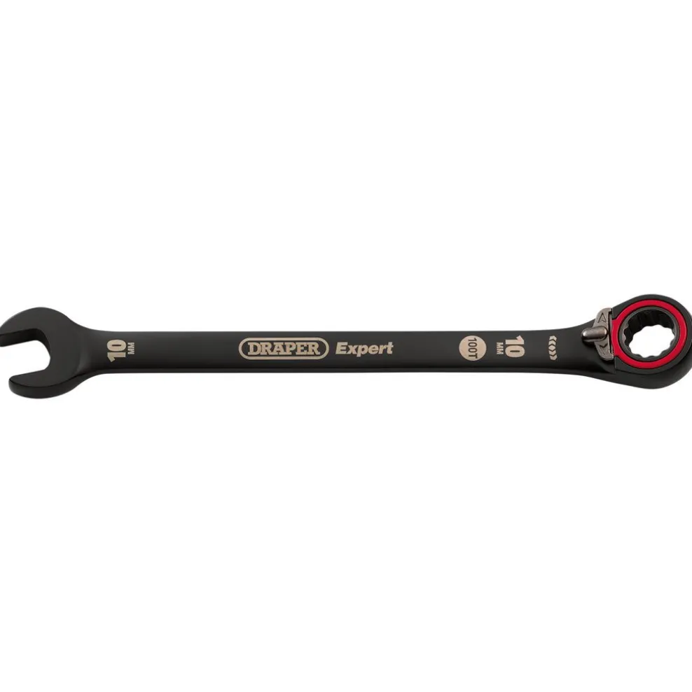 Draper Expert HI-TORQ® Metric Reversible Ratchet Combination Spanner, 10mm, Black