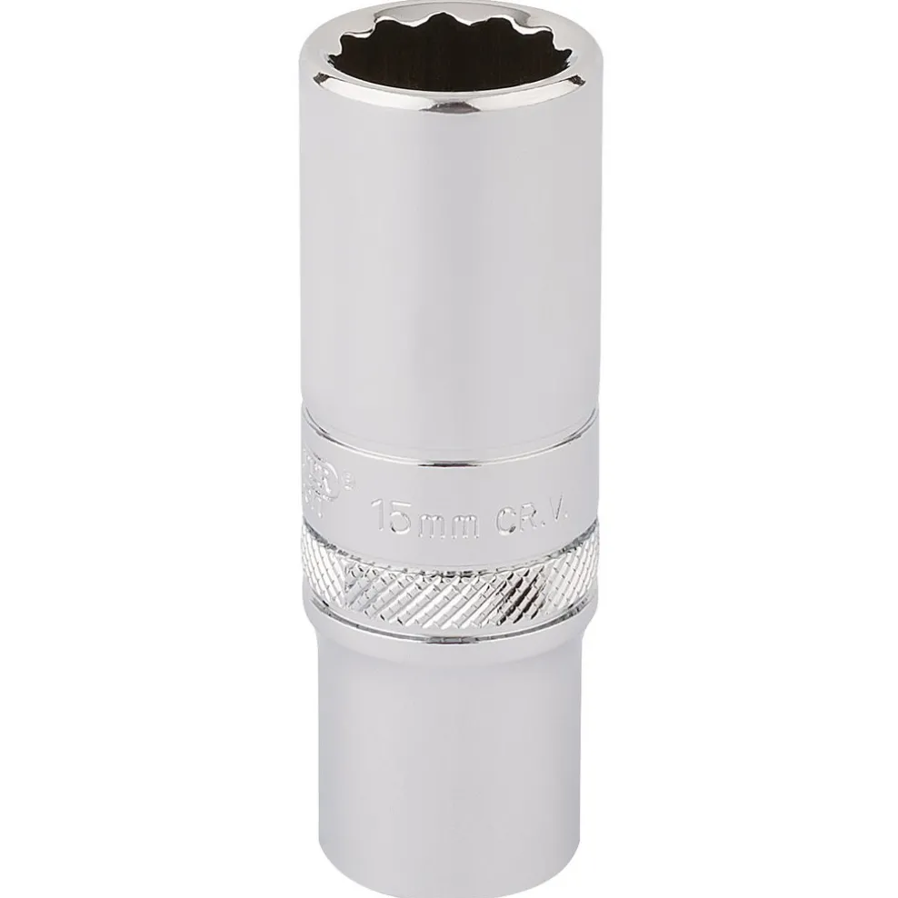 Draper Expert HI-TORQ® 12 Point Deep Socket, 3/8" Sq. Dr., 15mm