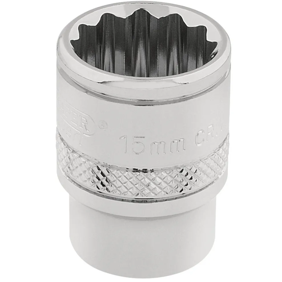 Draper Expert HI-TORQ® 12 Point Socket, 3/8" Sq. Dr., 15mm