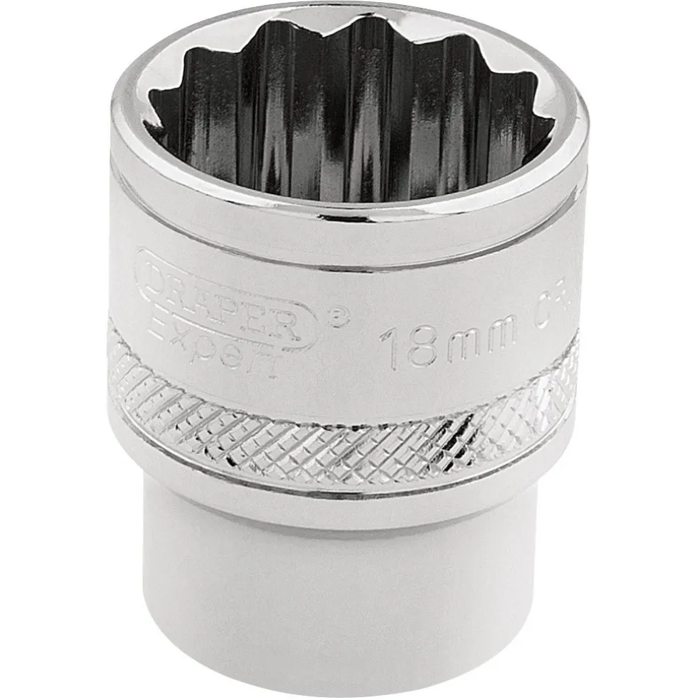 Draper Expert HI-TORQ® 12 Point Socket, 3/8" Sq. Dr., 18mm