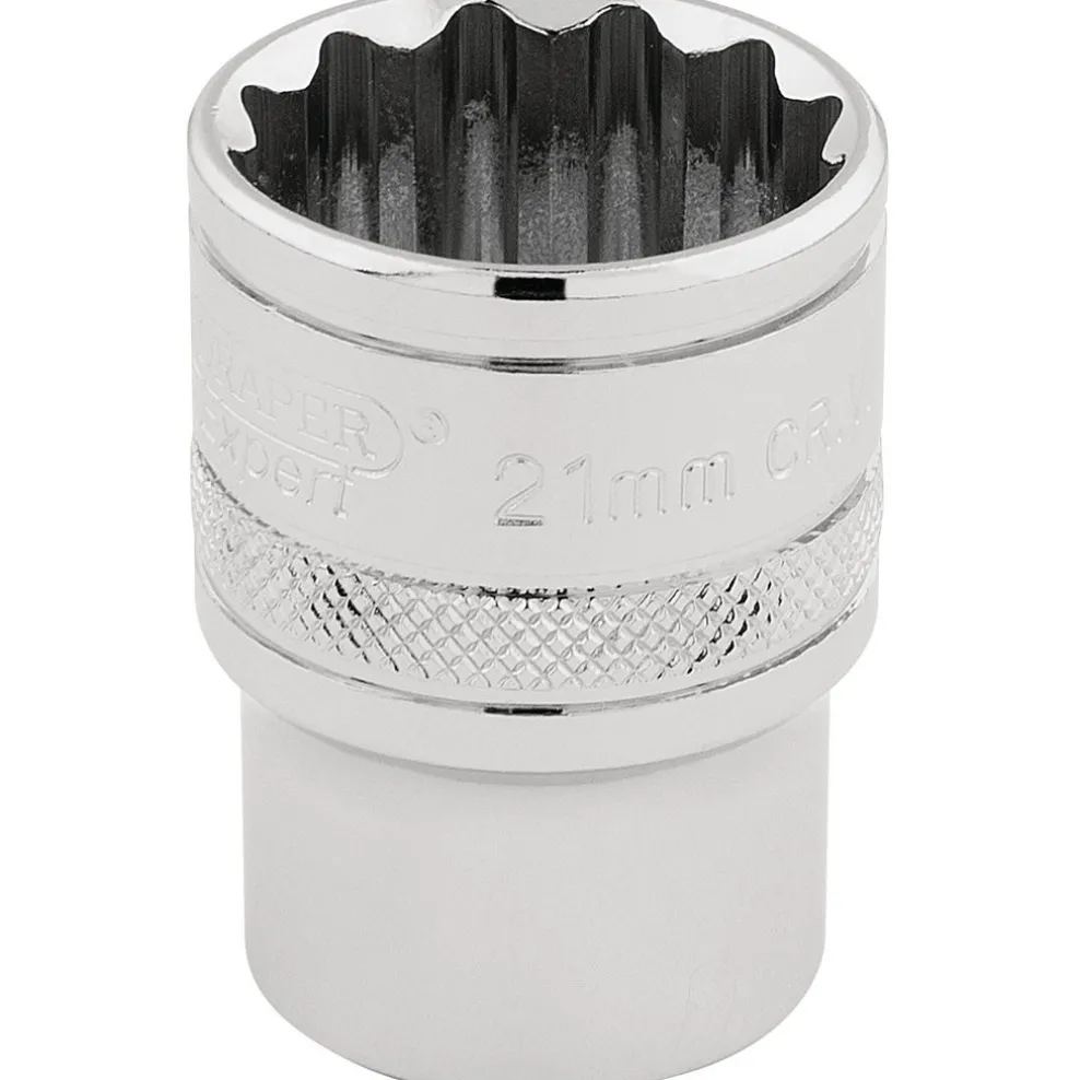 Draper Expert HI-TORQ® 12 Point Socket, 1/2" Sq. Dr., 21mm