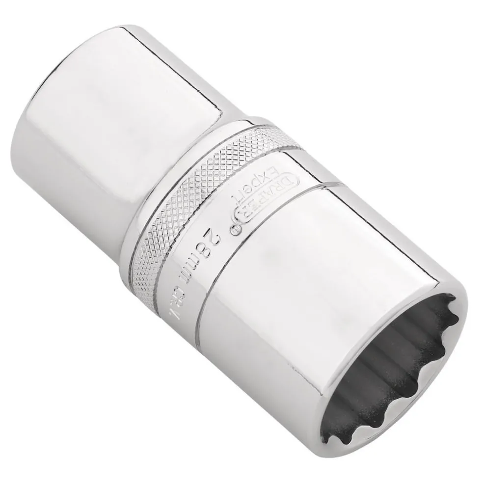 Draper Expert Metric Deep Socket, 1/2" Sq. Dr., Polished Chrome, 28mm