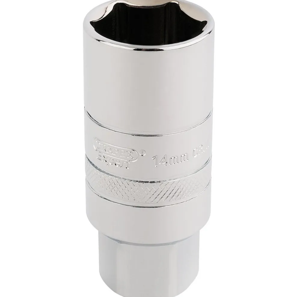 Draper Expert 14mm Thread 6 Point Spark Plug Socket, 3/8" Sq. Dr., 21mm