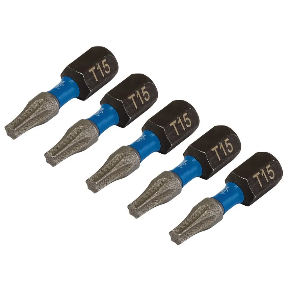 Draper Expert TX-STAR® Impact Screwdriver Bits, T15 x 25mm, 1/4" Hex (Pack of 5)