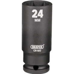 Draper HI-TORQ® Deep Impact Socket, 1/2" Sq. Dr., 24mm