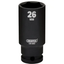 Draper HI-TORQ® Metric Deep Impact Socket, 1/2" Sq. Dr., 26mm