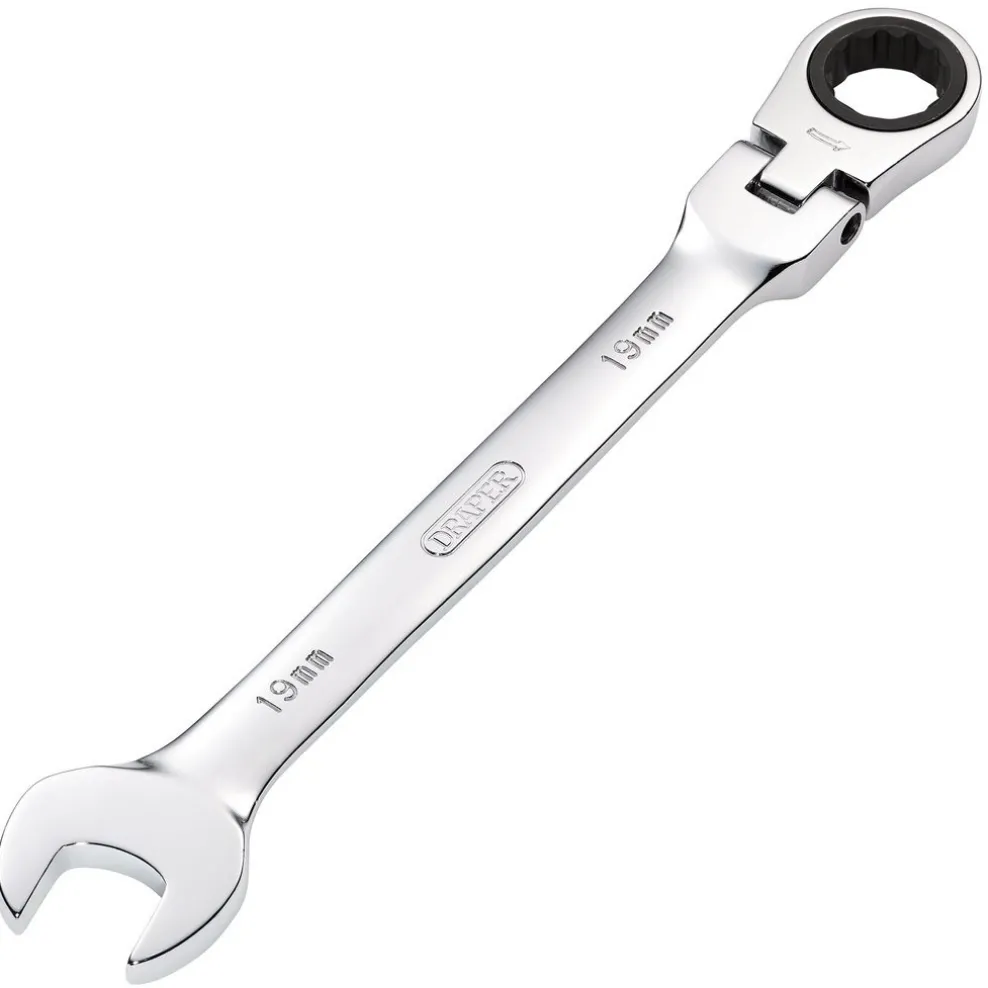 Draper HI-TORQ® Metric Flexible Head Ratcheting Combination Spanner, 19mm