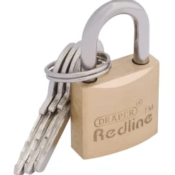Draper Redline® Brass Cylinder Padlock, 20mm
