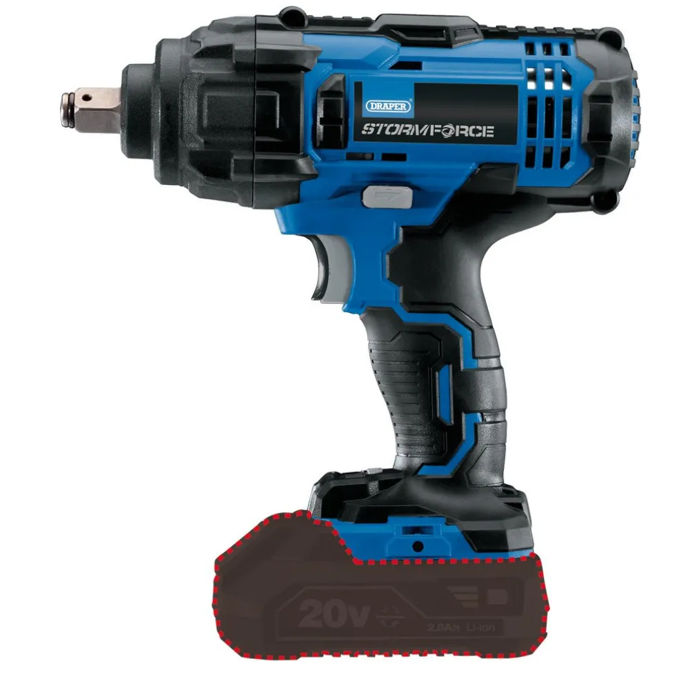 Draper Storm Force® 20V Mid-Torque Impact Wrench, 1/2" Sq. Dr., 400Nm (Sold Bare)