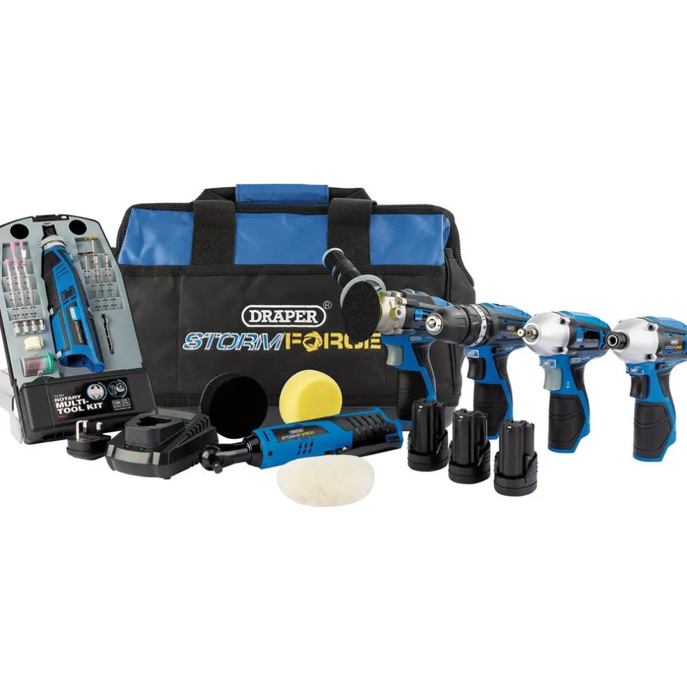 Draper Storm Force® 12V Multi-Power Interchange Kit, 3 x 1.5Ah Li-ion Batteries, 2 x Fast Chargers and 1 x Tool Bag