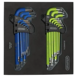 Draper TX-STAR® Metric Ball End Hex Key Sets in Storage Tray (18 Piece)