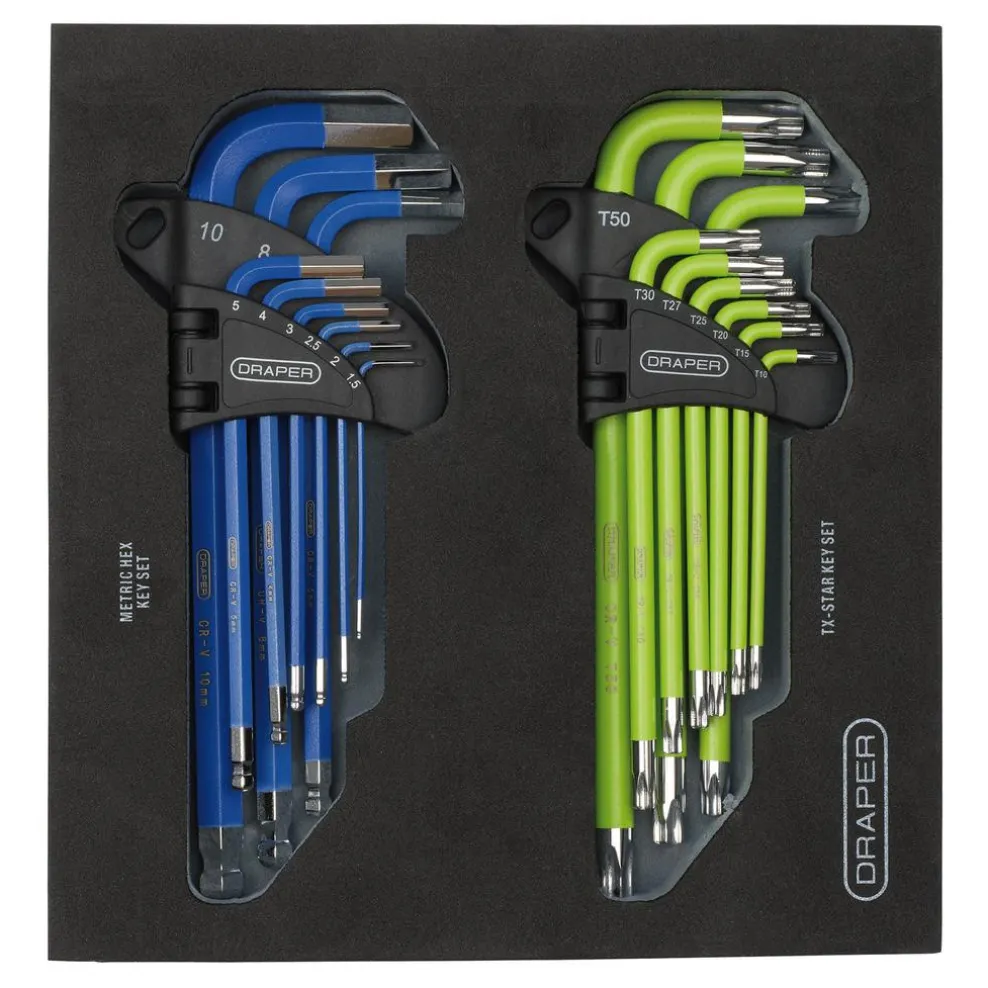 Draper TX-STAR® Metric Ball End Hex Key Sets in Storage Tray (18 Piece)