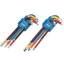 Draper TX-STAR® Security & Hex Metric Long Arm Key Set, Colour Coded (2 x 9 Piece)