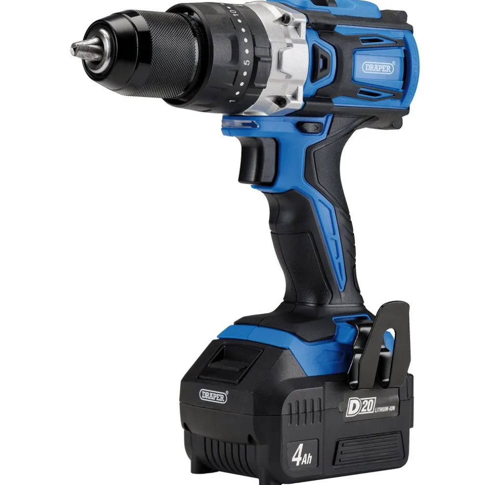D20 20V Brushless Combi Drill, 1 x 4.0Ah Battery, 1 x Fast Charger