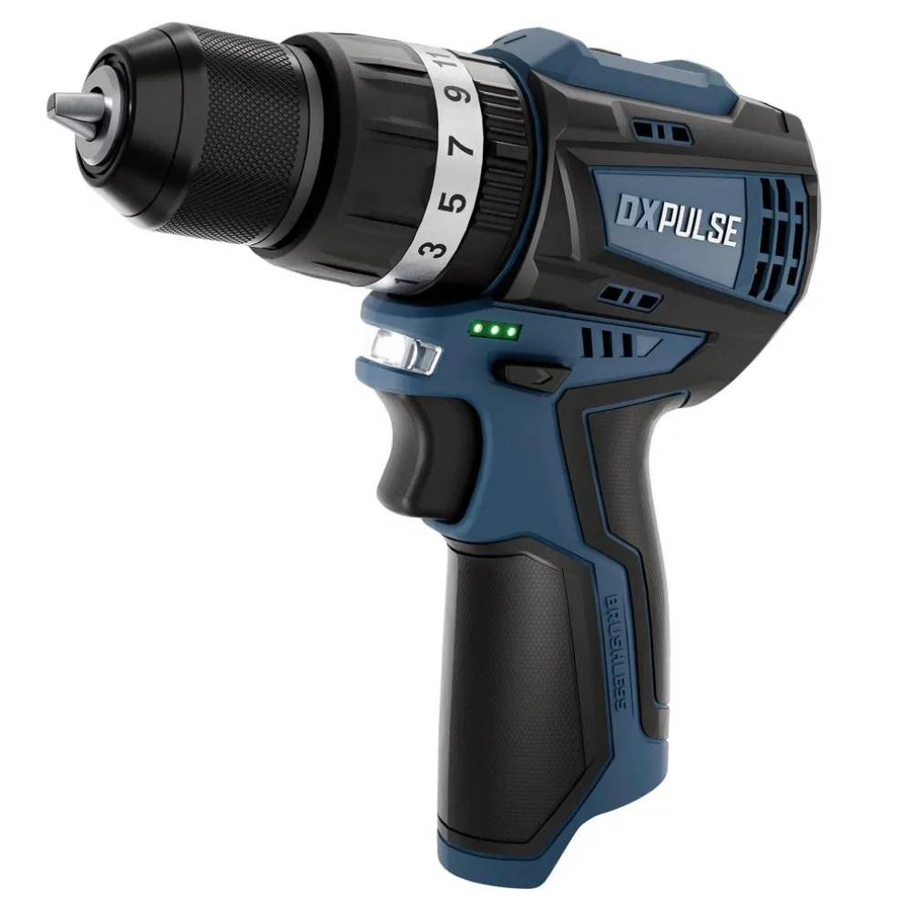 DXPULSE 12V Brushless Combi Drill & Impact Driver Kit, 1/4" Sq. Dr., 2 x 2.0Ah Batteries, 1 x Charger