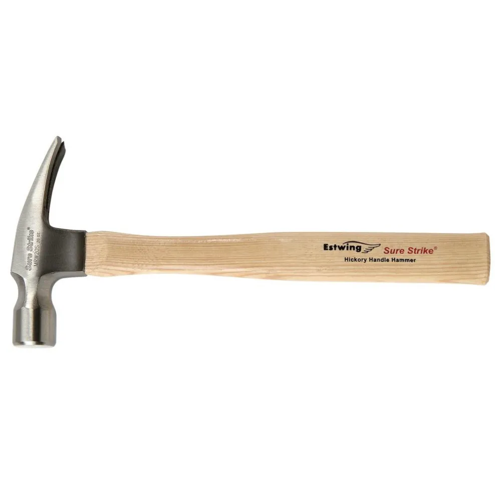 Estwing EMRW20S Sure Strike Straight Claw Hammer with Hickory Handle, 20oz/560g