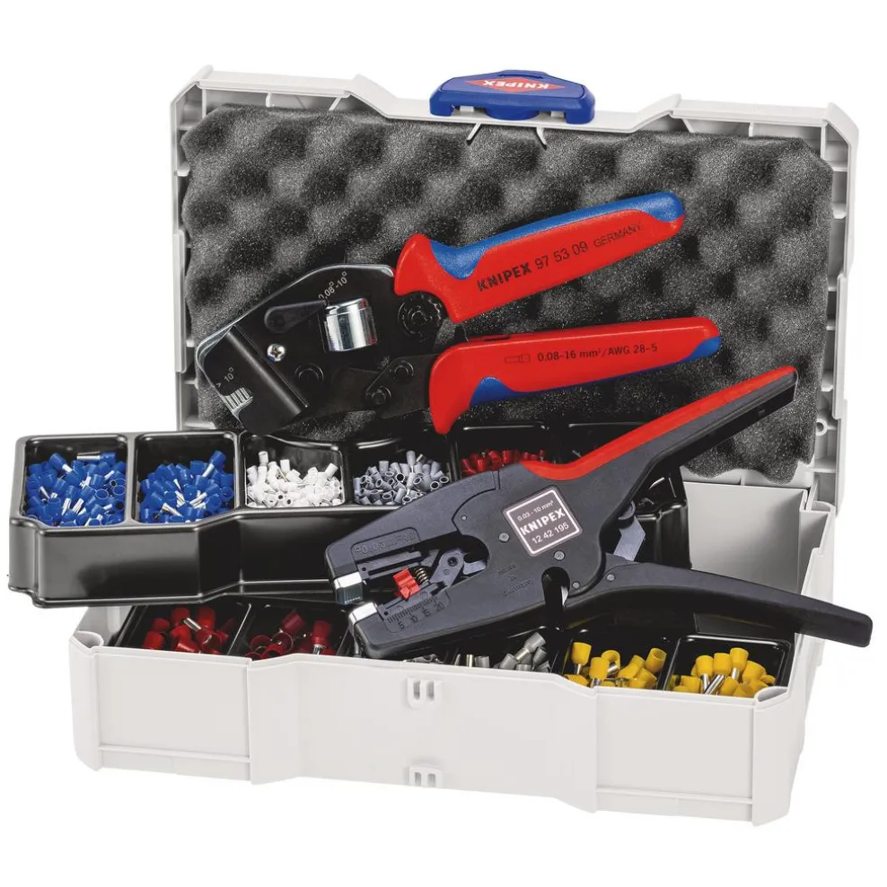 KNIPEX 97 90 17 Crimp Assortment for Wire Ferrules, 1 x 12 42 195, 1 x 97 53 09, 8 x Wire Ferrule Sets