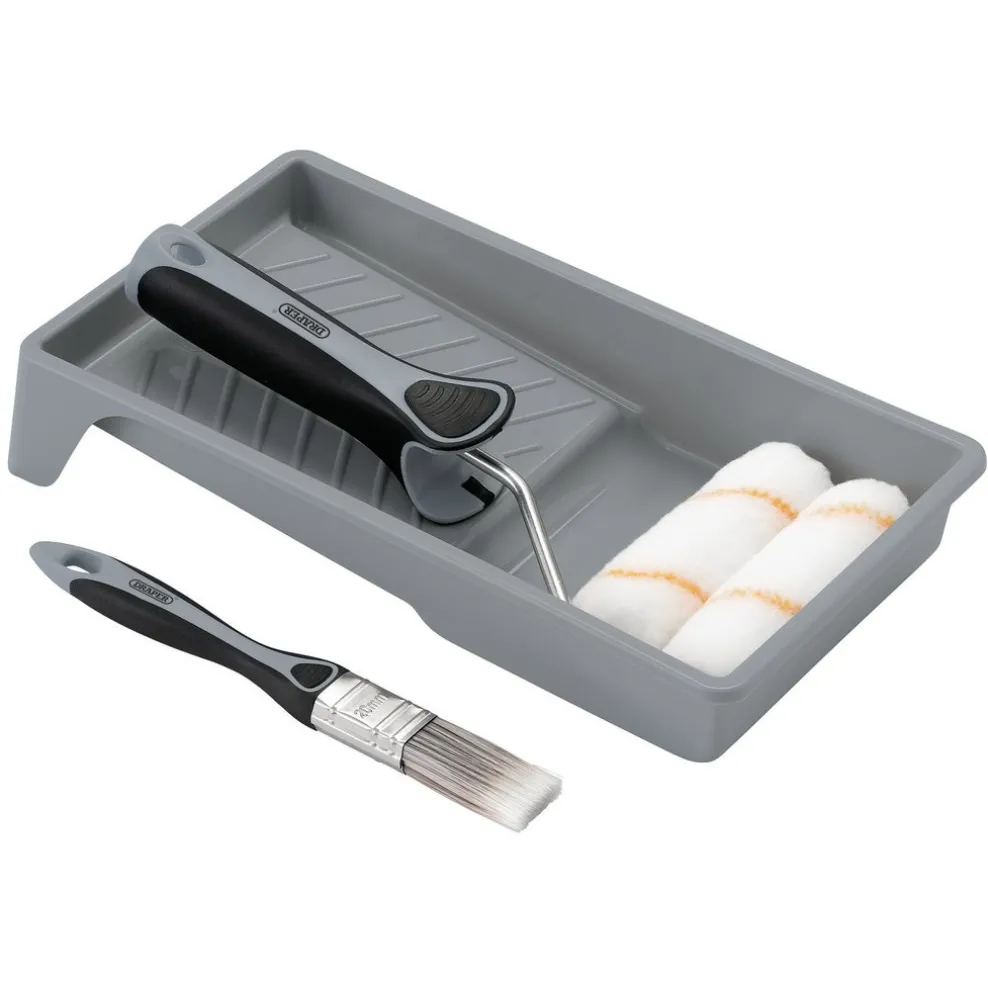 Medium Pile Polyester Paint Roller and Brush Set with Soft Grip (5 Piece)