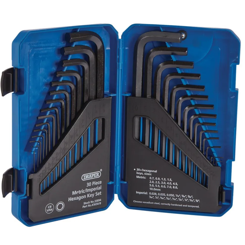 Metric/Imperial Combined Long Pattern Hexagon Key Set (30 Piece)