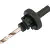 Quick Release Hex. Shank Holesaw Arbor with HSS Pilot Drill for Holesaws 32 - 210mm, 7/16" Thread