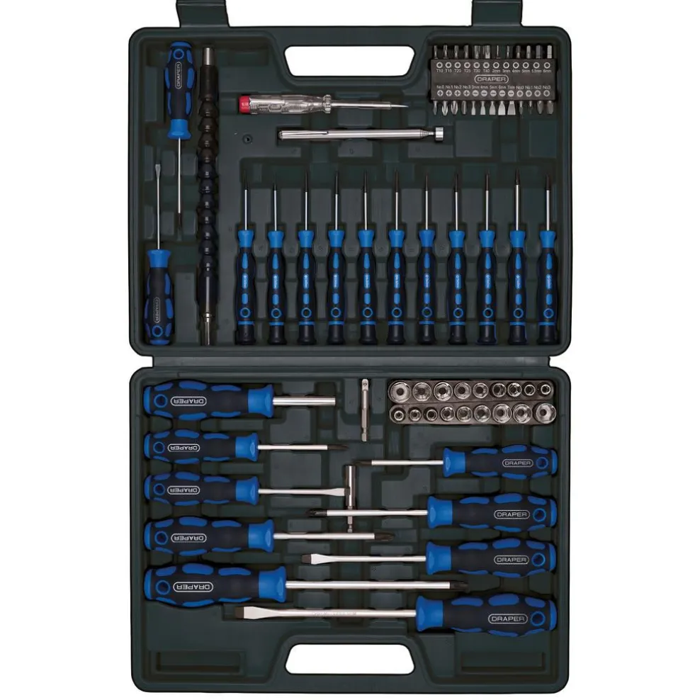 Screwdriver, Socket and Bit Set, Blue (70 Piece)