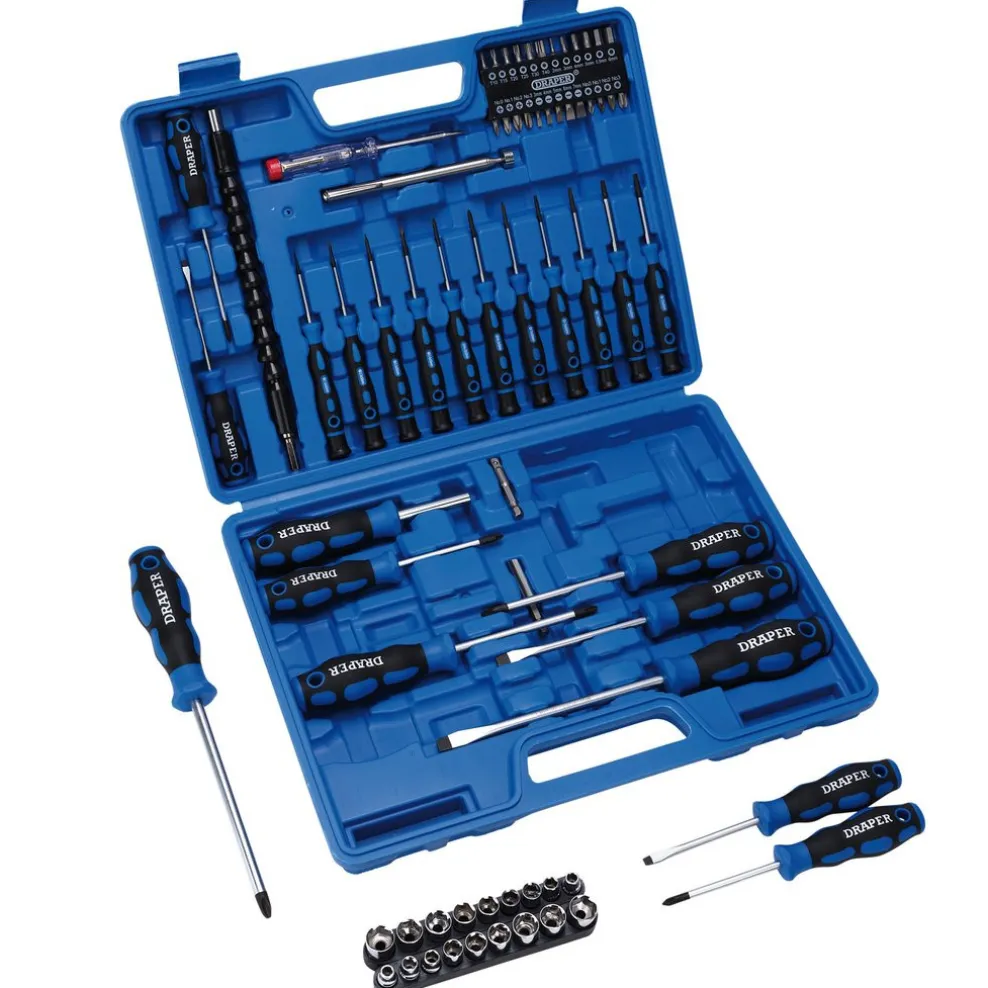 Screwdriver, Socket and Bit Set, Blue (70 Piece)