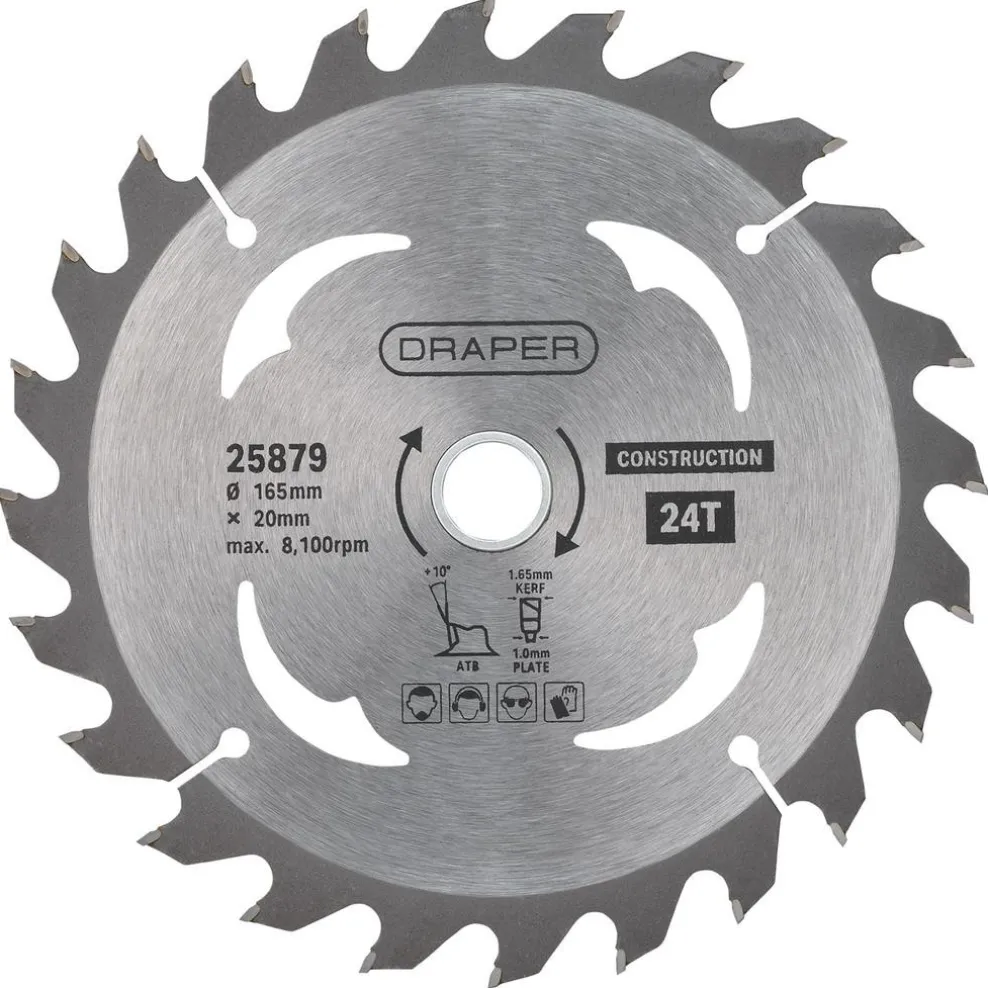 TCT Cordless Construction Circular Saw Blade for Wood & Composites, 165 x 20mm, 24T