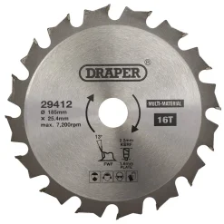 TCT Multi-Purpose Circular Saw Blade, 185 x 25.4mm, 16T