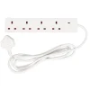 4 Way White Extension Lead, 2m